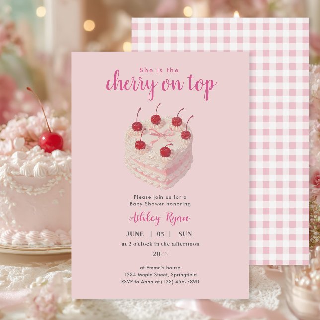 Cherry on Top Cake Baby Dusche Einladung (Von Creator hochgeladen)