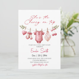 Cherry on Top clothesline Baby Shower Einladung
