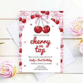 Cherry on Top Coquette Bow Pink Girl Geburtstag Einladung