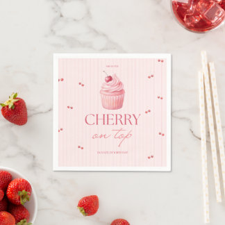 Cherry on top girl 1st birthday serviette