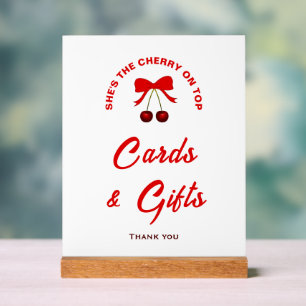 Cherry on Top Girl Baby Duschkarten & Geschenke Un Acrylschild