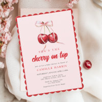 Cherry on Top Girl Baby shower Invitation