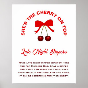 Cherry On Top Girl Baby Shower Windeln für die spä Poster