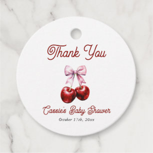 Cherry on top Pink Bow Baby Dusche Vielen Dank Geschenkanhänger