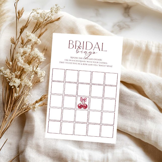 Cherry on Top Pink Bow Brautparty Bingo Game (Von Creator hochgeladen)