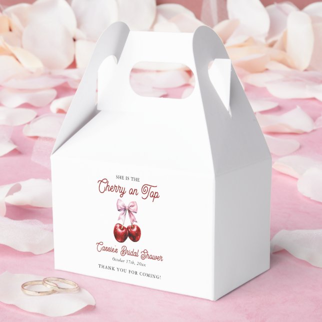 Cherry On Top Pink Bow Brautparty Vielen Dank Geschenkschachtel (Hochzeit)