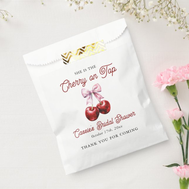 Cherry On Top Pink Bow Brautparty Vielen Dank Geschenktütchen (Versiegelt)