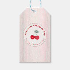 Cherry On Top Retro Pinstripe Valentine Red Cream Geschenkanhänger