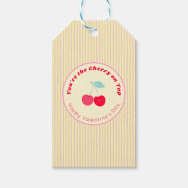 Cherry On Top Retro Pinstripe Valentine Red Yellow Geschenkanhänger