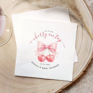 Cherry On Top Sweet Coquette Girl Baby Shower Serviette