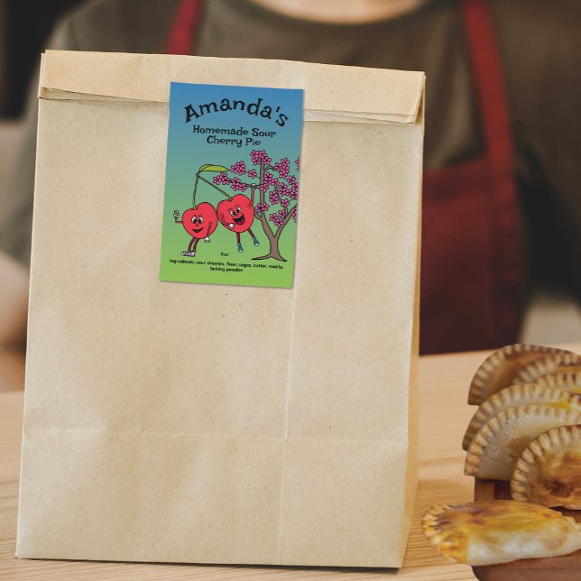 Cherry Pals Funny Cartoon Jam Pie und mehr Lebensmitteletikett (Von Creator hochgeladen)