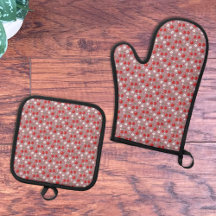 Cherry Pattern Oven Mitt and Pot Holders Set