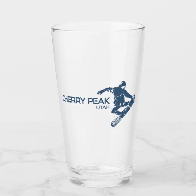 Cherry Peak Resort Utah Snowboarder Glas (Vorderseite)