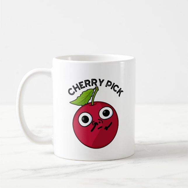Cherry Pick Funny Fruit Pun Kaffeetasse (Links)