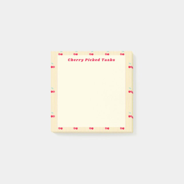 Cherry Picked Tasks Cute Border Retro Pop Post-it Klebezettel (Vorderseite)