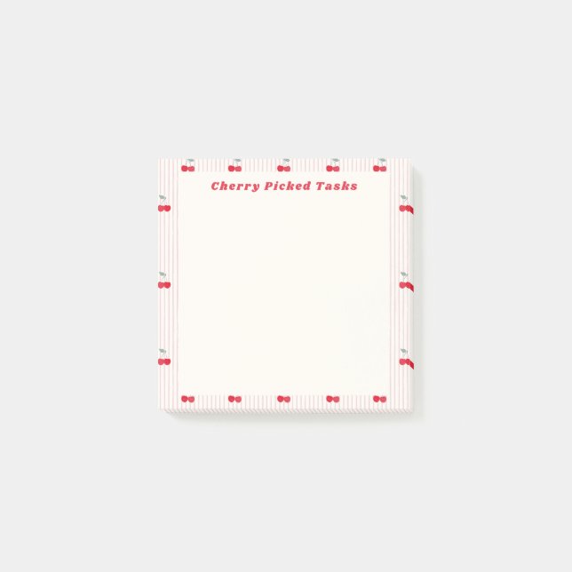 Cherry Picked Tasks Cute Border Sweetheart Glaze Post-it Klebezettel (Vorderseite)