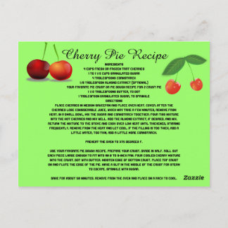 Cherry Pie Recipe Frucht Süßigkeiten Dessert Koch Postkarte