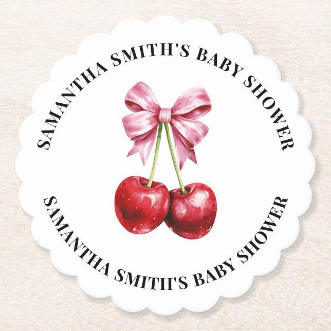 Cherry Pink Coquette Babydusche Untersetzer (Vorderseite)