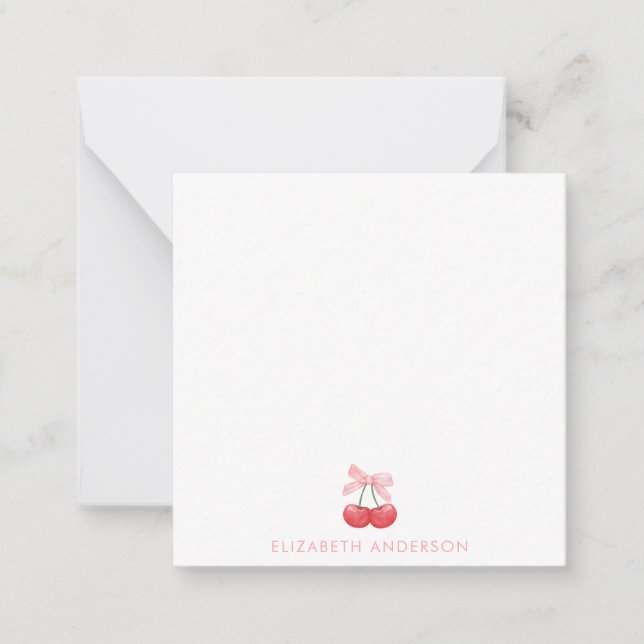 Cherry Pink Coquette Personalisiert Minimalistisch Mitteilungskarte (Vorderseite)