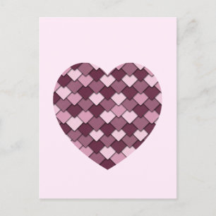 Cherry Pink Square und Diamond Herz Postkarte
