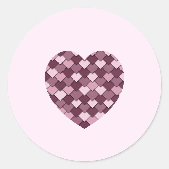 Cherry Pink Square und Diamond Herz Runder Aufkleber (Vorderseite)