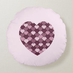 Cherry Pink Square und Diamond Herz Rundes Kissen