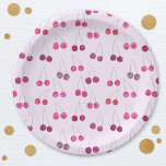 Cherry Pink Watercolor Pappteller<br><div class="desc">Niedliche und moderne rosa Kirschenmuster. Original Kunst von Nic Squirrell</div>