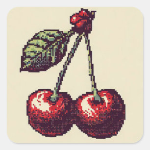 Cherry Pixels Quadratischer Aufkleber