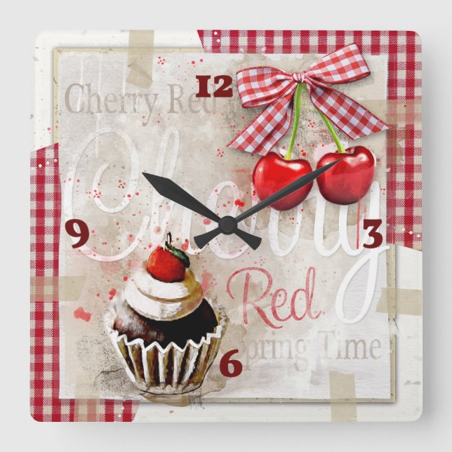 Cherry Quadratische Wanduhr (Vorderseite)