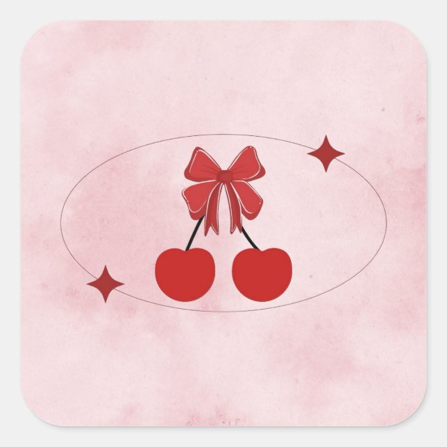 Cherry Quadratischer Aufkleber (Vorderseite)