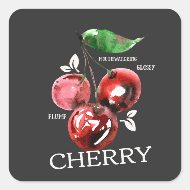 Cherry Quadratischer Aufkleber (Vorderseite)