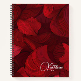 Cherry Red Abstrakt Leaf Personalisiert Notizbuch