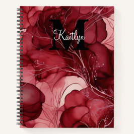 Cherry Red Alcohol Ink Personalisiert Notizbuch
