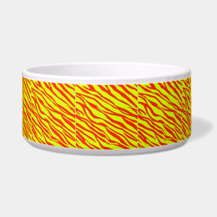 Cherry Red and Neon Yellow Zebra Striping Napf