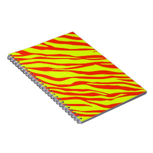 Cherry Red and Neon Yellow Zebra Striping Notizblock