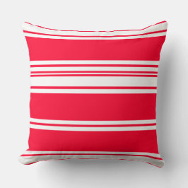 Cherry Red and White Stripes Throw Kissen
