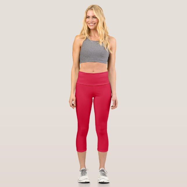 Cherry Red Beruflich Trendy Moderne Minimalistisch Capri Leggings (Vorderseite)