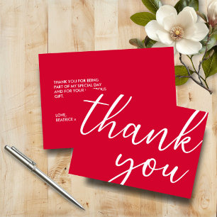 Cherry Red Birthday Modern Script Vielen Dank Dankeskarte