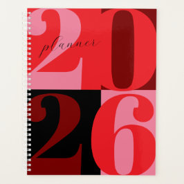 Cherry Red Bold Year Color Block Planner Planer