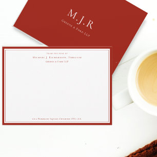 Cherry Red Business Monogramm vom Schreibtisch Mitteilungskarte