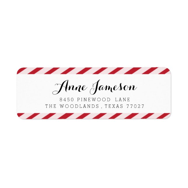 Cherry Red Carnival Stripes Adressetiketten (Vorne)