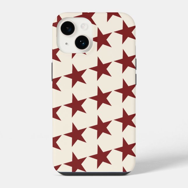 Cherry Red Chic Aesthetic Star  iPhone 14 Hülle (Rückseite)