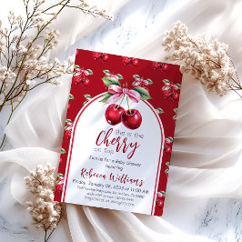 Cherry Red Coquette Bow Girl Baby Dusche Einladung