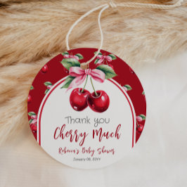 Cherry Red Coquette Bow Girl Baby Dusche Geschenkanhänger