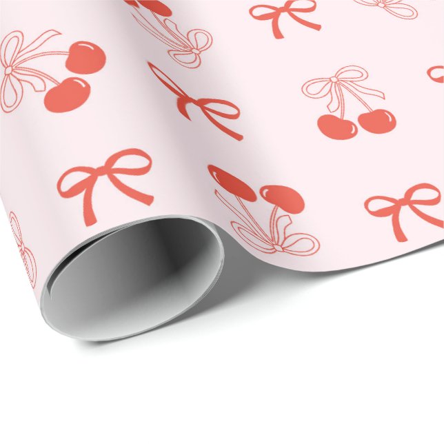 Cherry Red Coquette Weihnachtswrapping Paper Roll Geschenkpapier (Rolleneckpunkt)