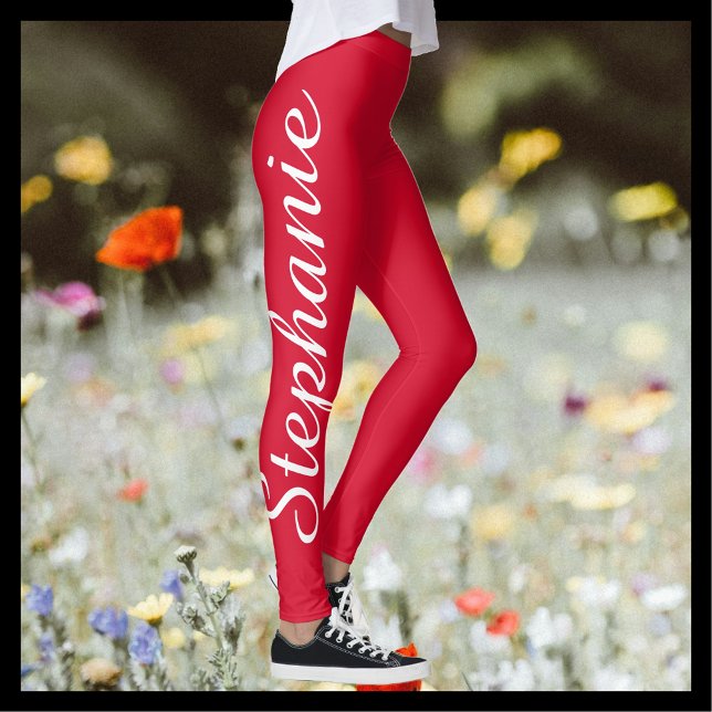 Cherry Red Custom Fashion/Yoga Leggings mit Namen (Von Creator hochgeladen)