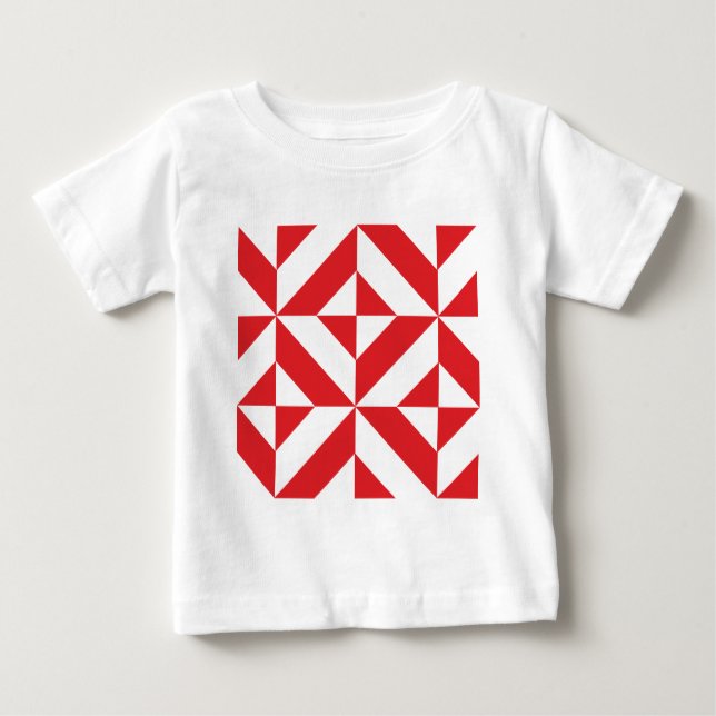 Cherry Red Geometric Deko Cube Pattern Baby T-shirt (Vorderseite)