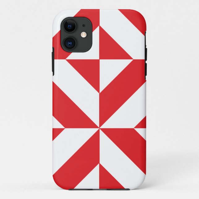 Cherry Red Geometric Deko Cube Pattern Case-Mate iPhone Hülle (Rückseite)