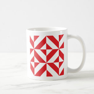 Cherry Red Geometric Deko Cube Pattern Kaffeetasse