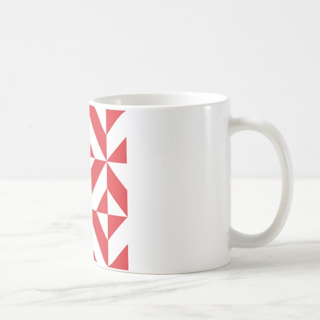 Cherry Red Geometric Deko Cube Pattern Kaffeetasse (Rechts)